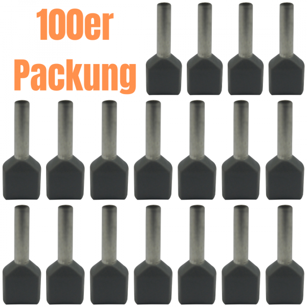 Aderendhülsen Twin - 2x0,75mm² - Grau (100er Pack)